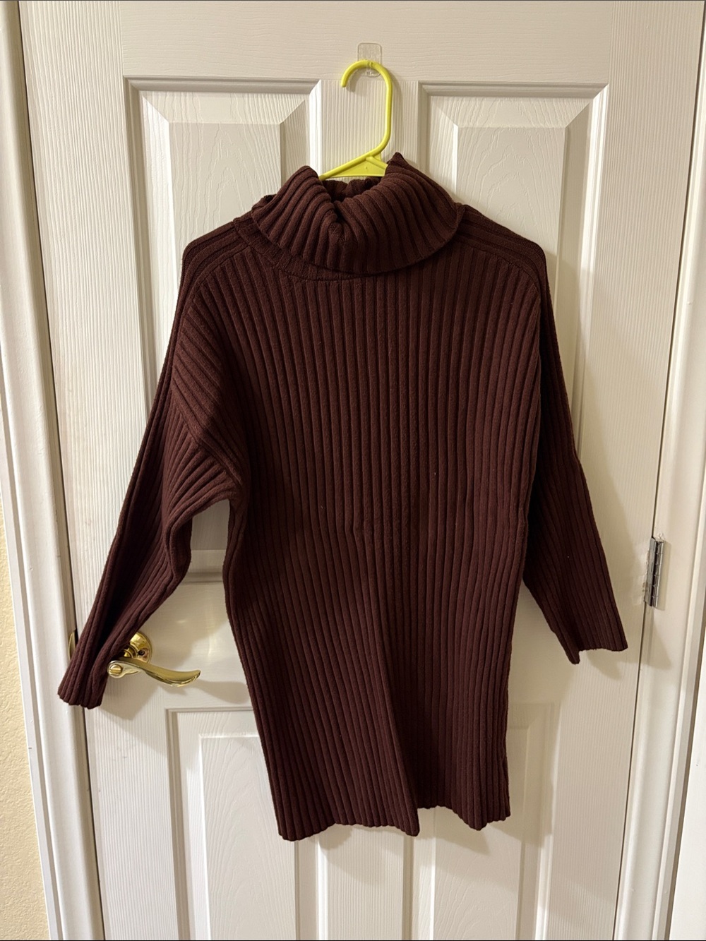 a new day Chocolate Brown Ribbed Turtleneck Sweater Dress